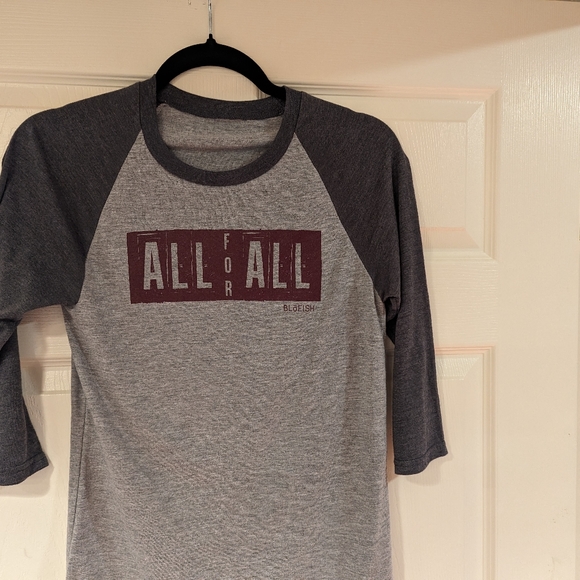 BloFish Raglan T-shirt w/ All 4 All Slogan, NEW, small - Picture 4 of 7